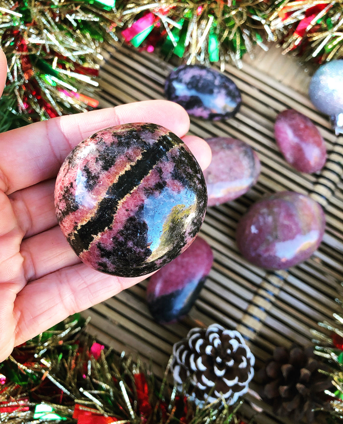 Rhodonite Palm Stone