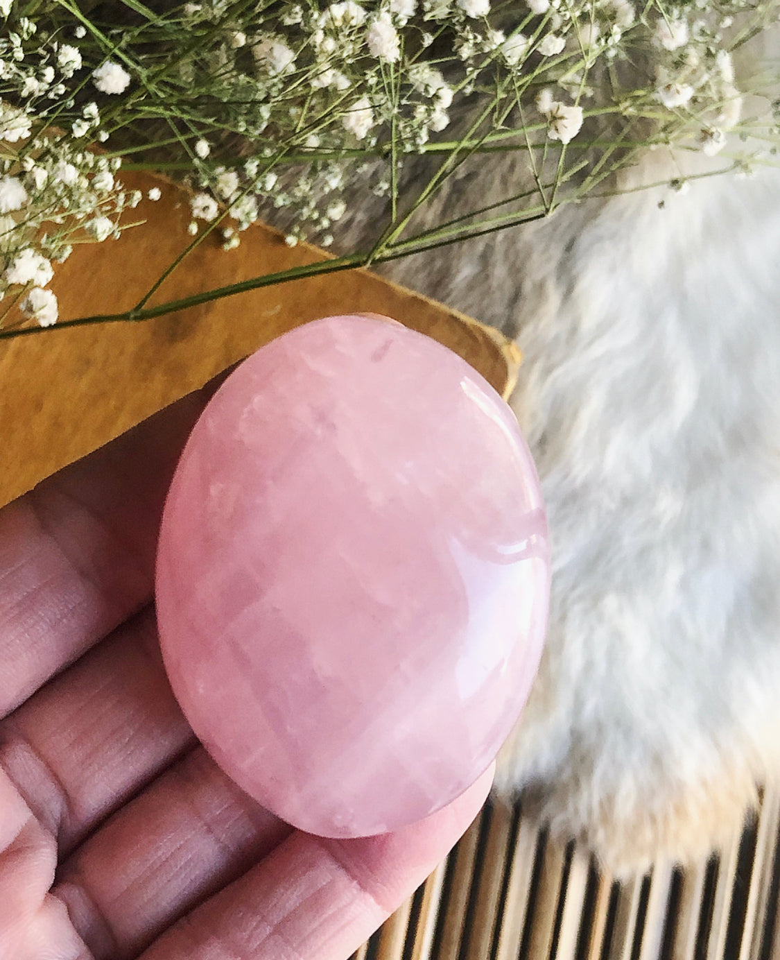Rose Quartz Palm Stone