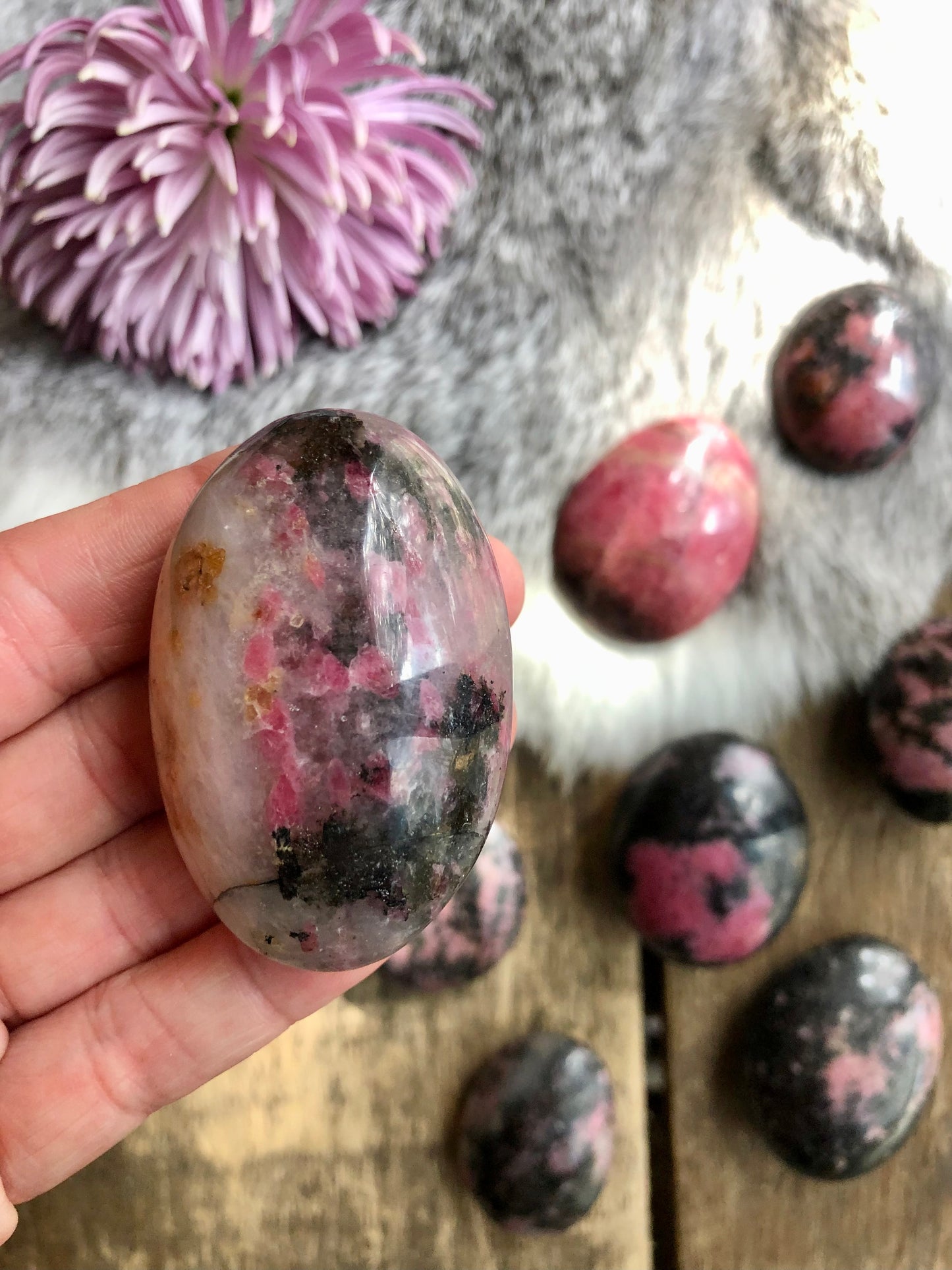 Rhodonite Palm Stone