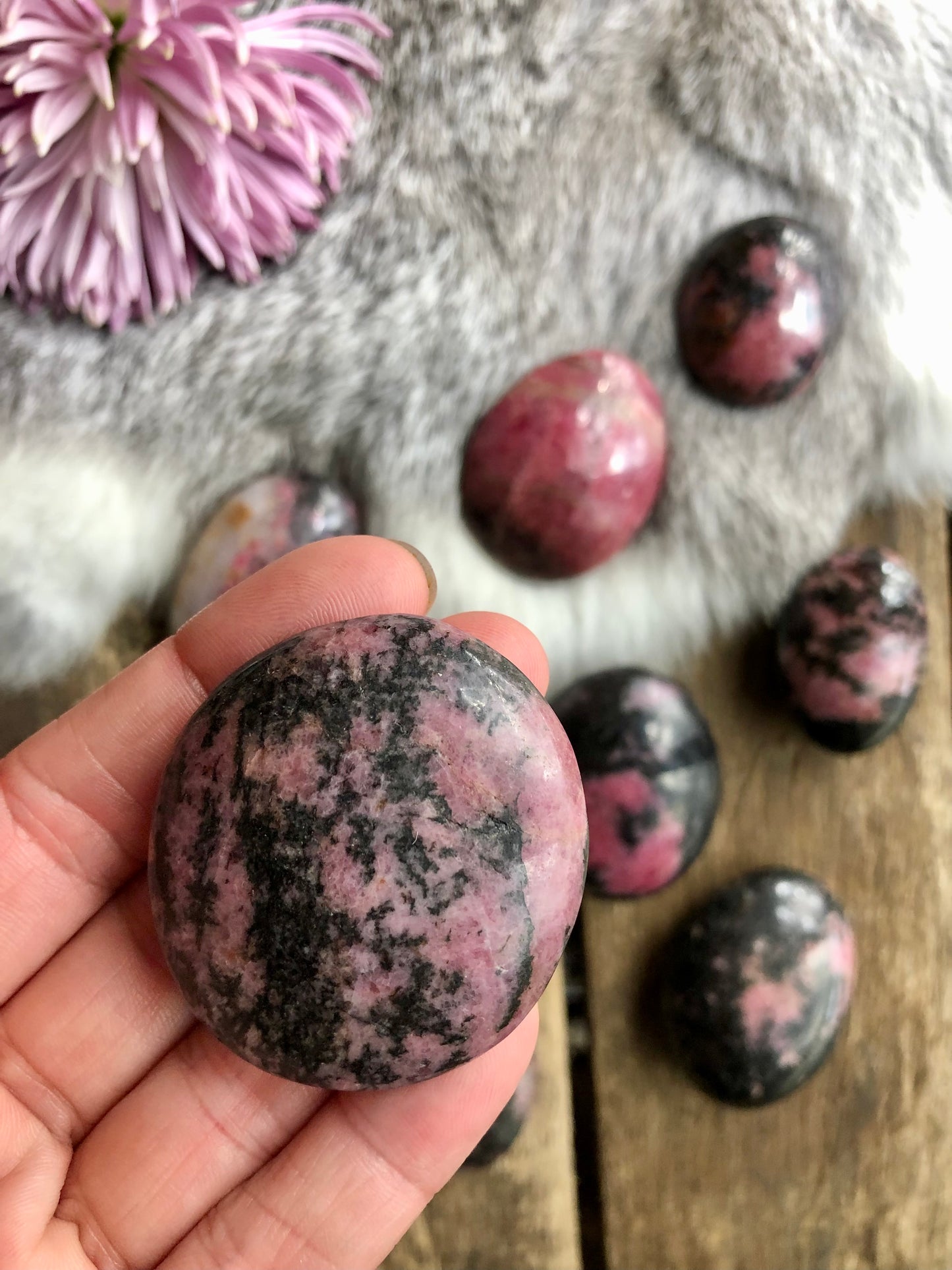 Rhodonite Palm Stone