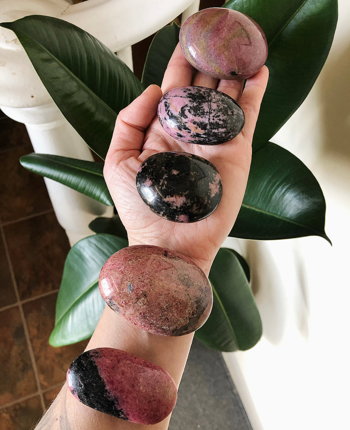 Rhodonite Palm Stone