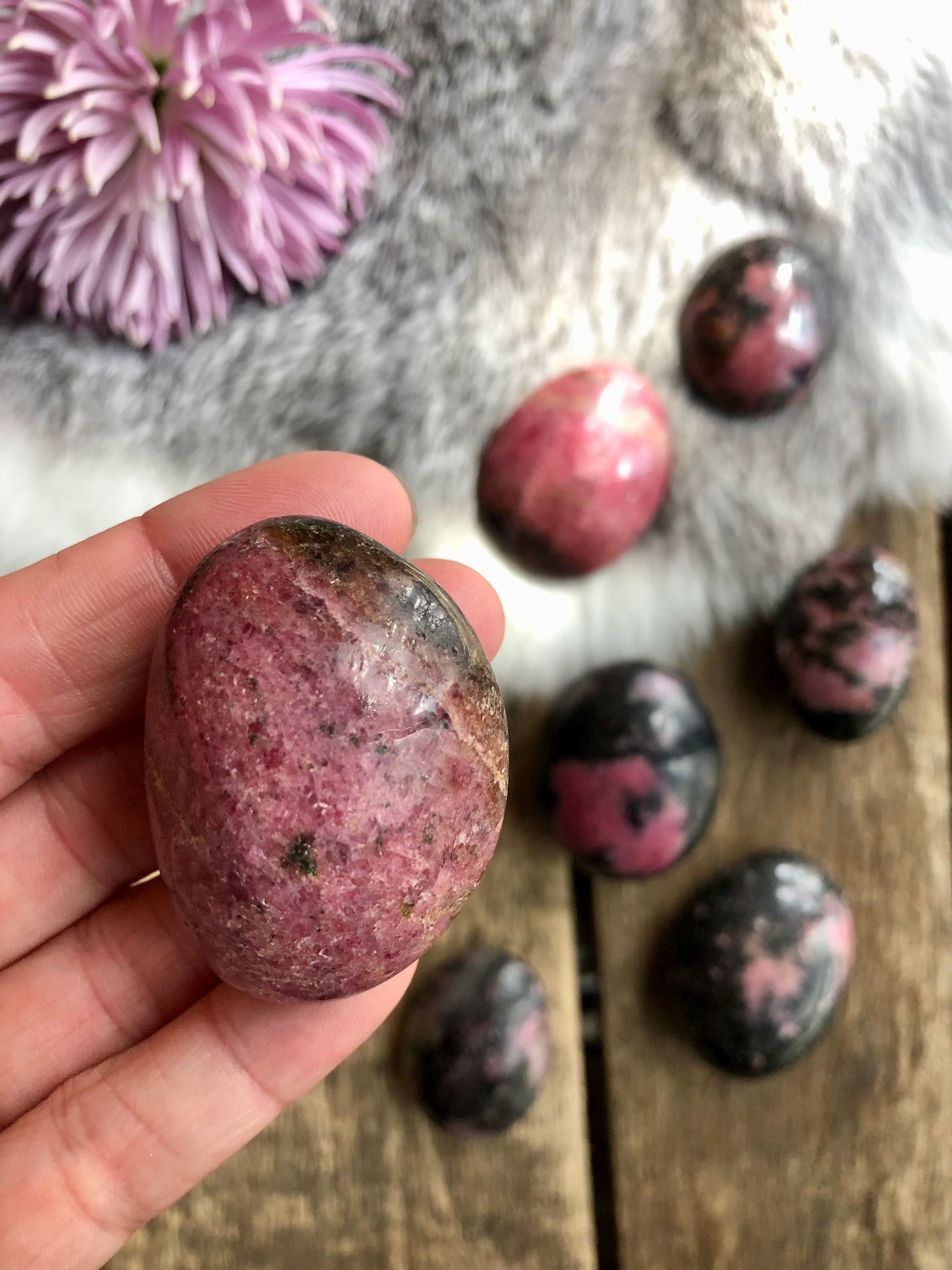 Rhodonite Palm Stone