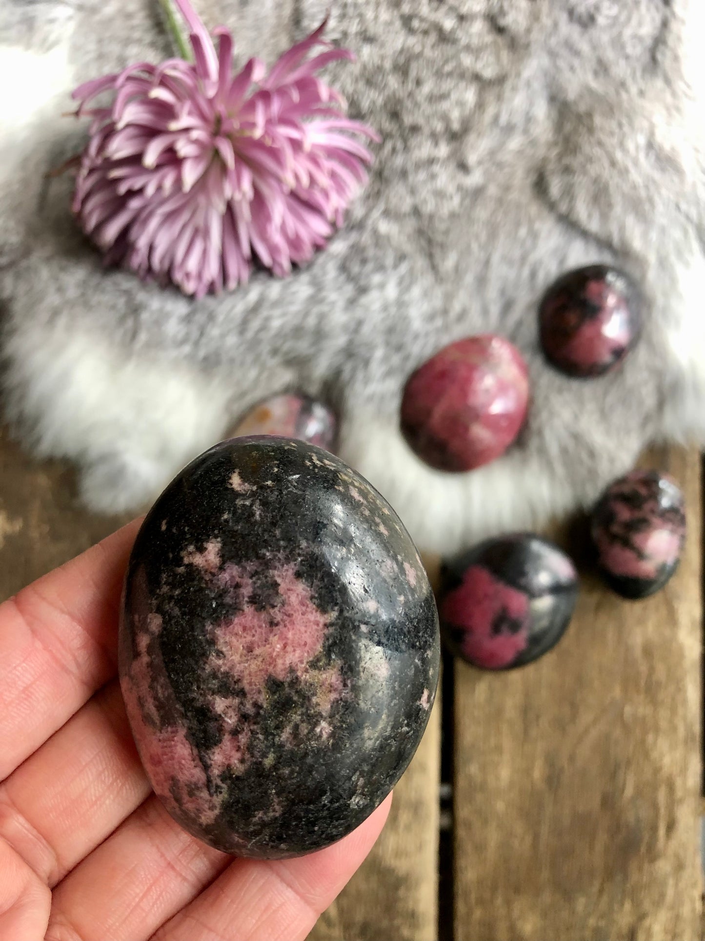 Rhodonite Palm Stone