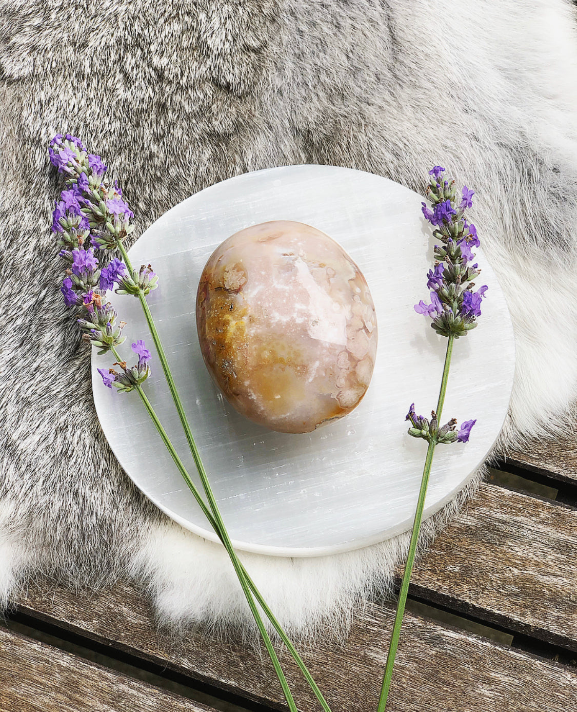 Flower Agate Palm Stone